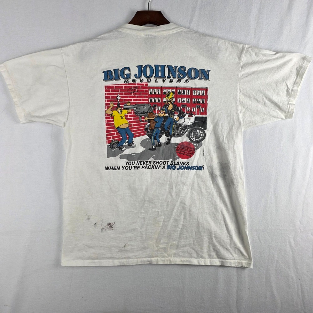 Vintage 90s Big Johnson Revolvers Graphic Novelty T Shirt White XL